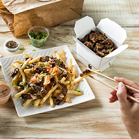 Simplot Conquest® Delivery+® Clear Coated Shoestring Cut Fries, In Use