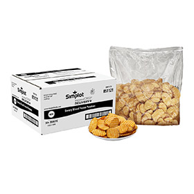 Simplot SeasonedCRISP® Delivery+® Savory Battered Slice, Skin On, Styled