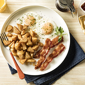Simplot Maple City® Potatoes Waffle Flavored Waffle Bites, Skin Off, In Use