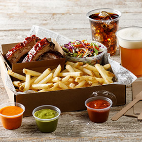 Simplot Conquest® Delivery+® Clear Coated Straight Cut Fries, Skin On, In Use