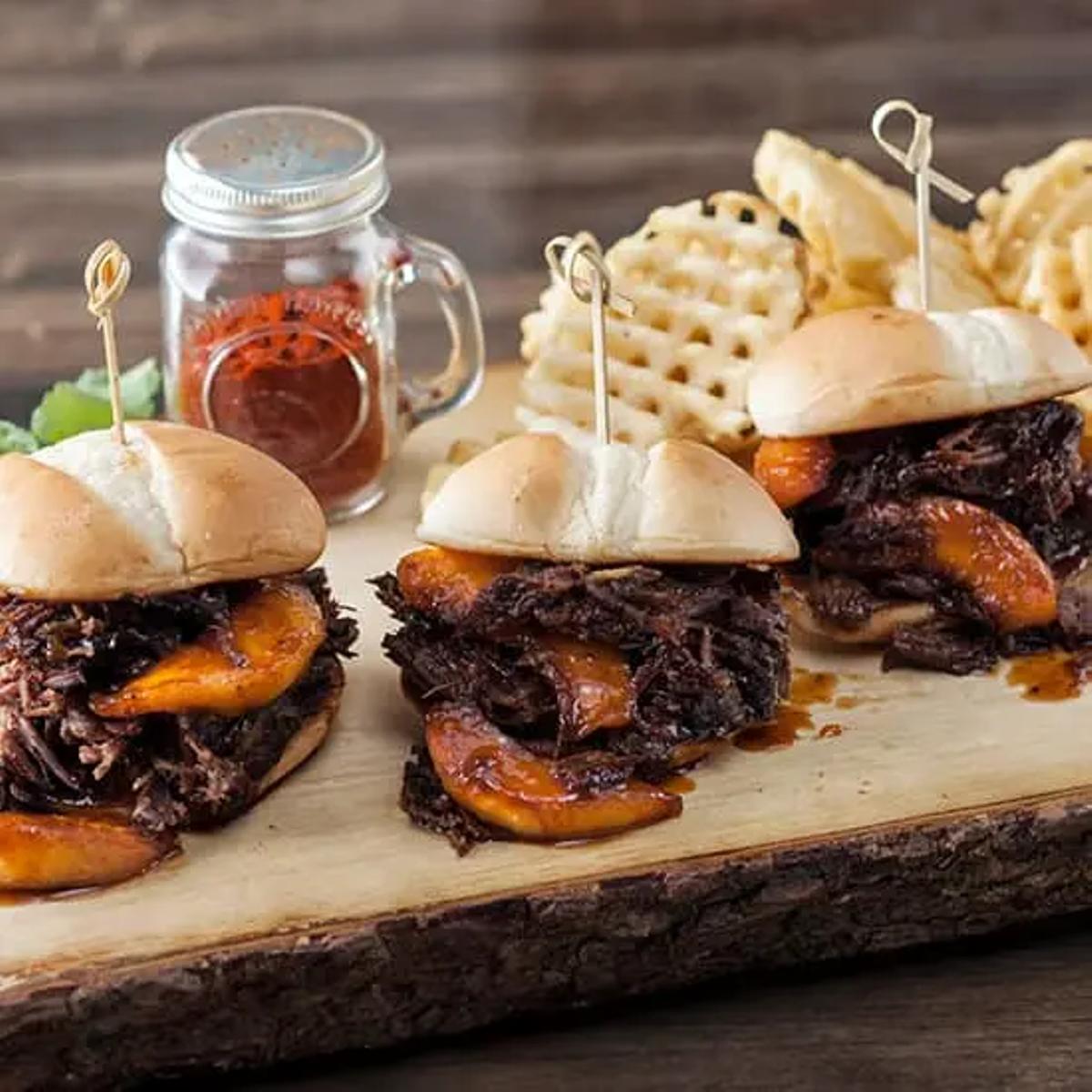 Spicy Bourbon Peach Short Rib Sliders Recipe Card