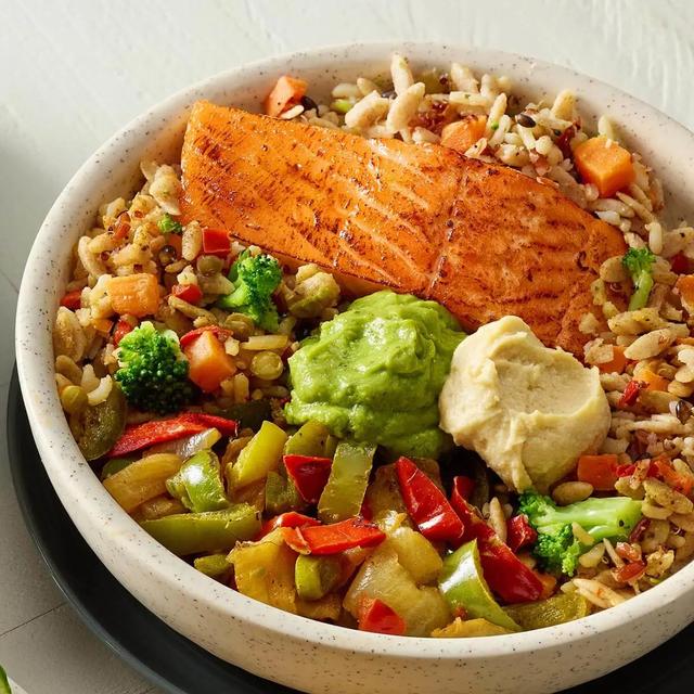 Grilled Salmon Orzo and Quinoa Bowl