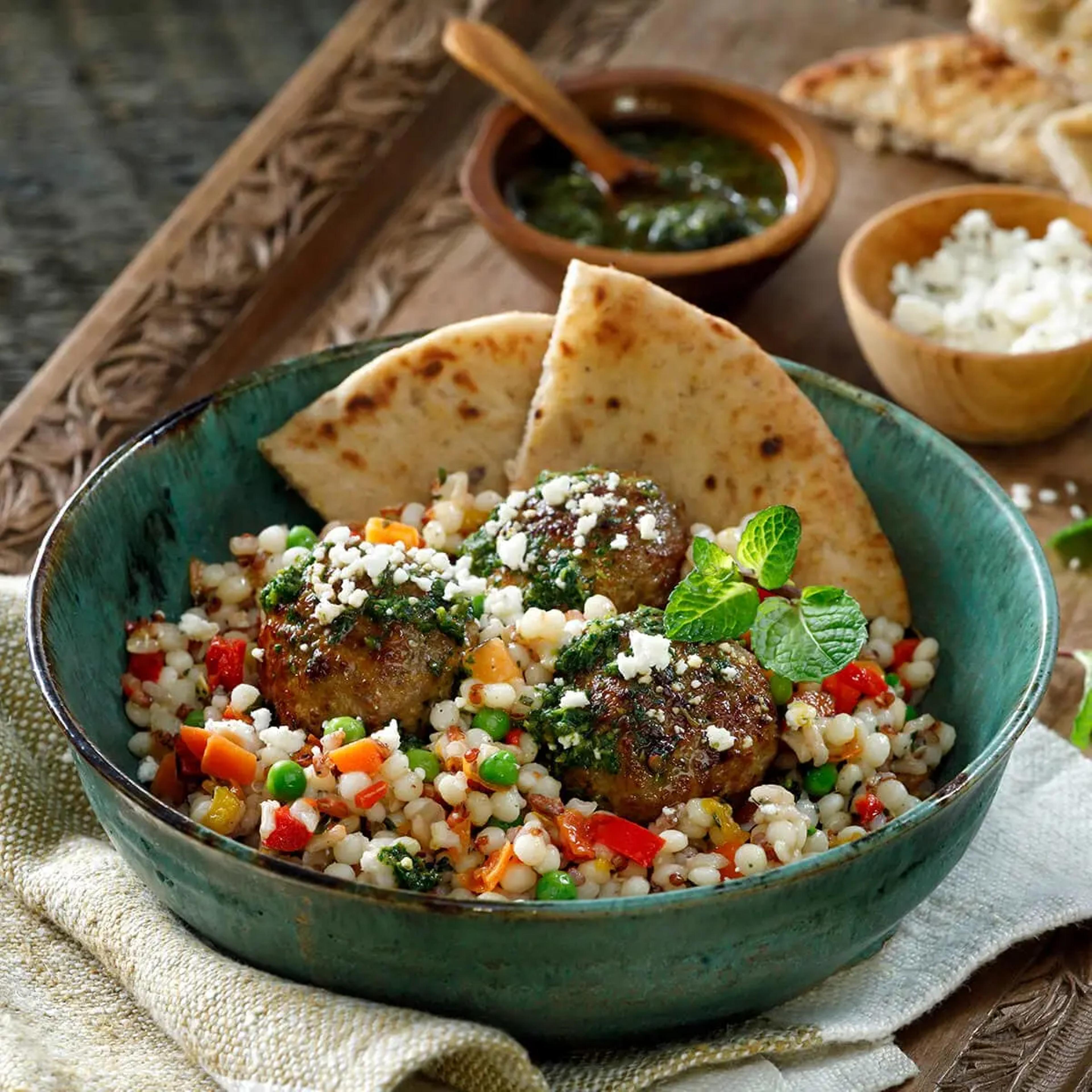 Moroccan Couscous, Chermoula and Lamb Meatballs Recipe Card