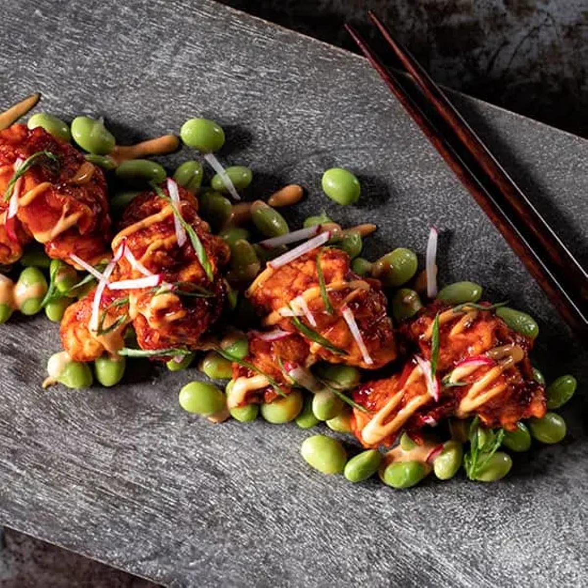 Korean Fried Cauliflower with Edamame Recipe Card