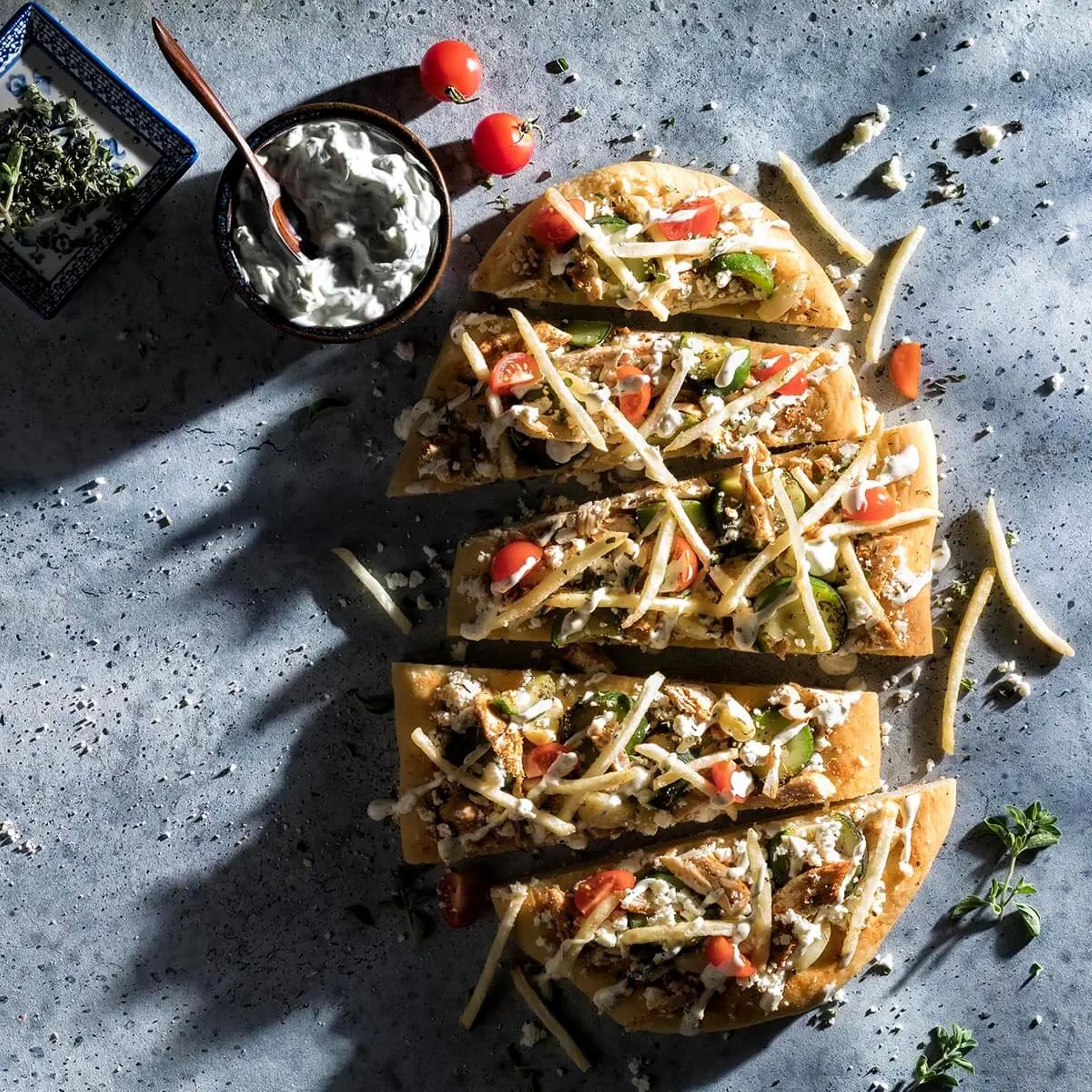 Chicken Souvlaki Pizza Recipe Card