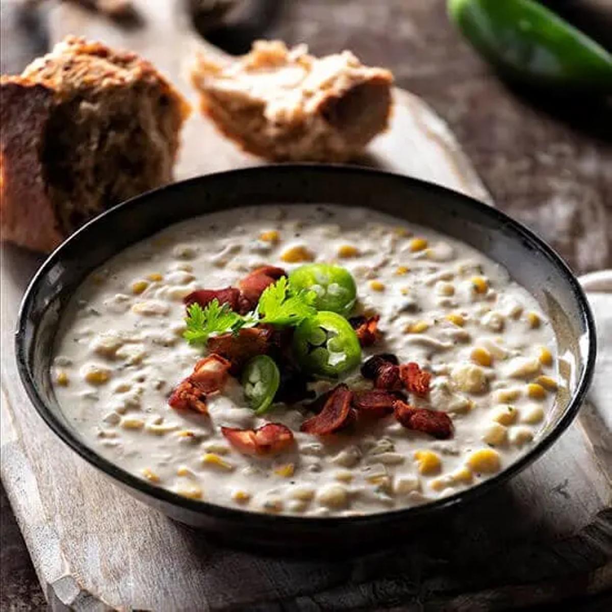 Roasted Jalapeño & Corn Chowder Recipe Card