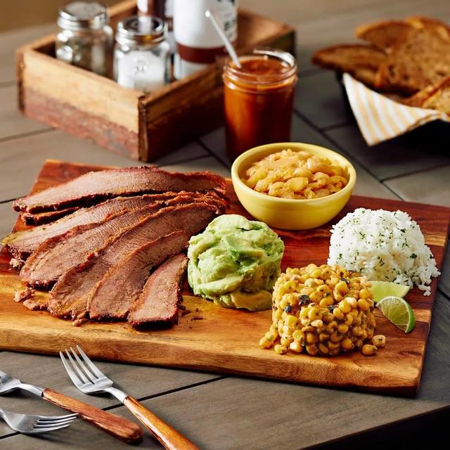 Brisket Boards with Cheesy Corn and Caramelized-Style Onions