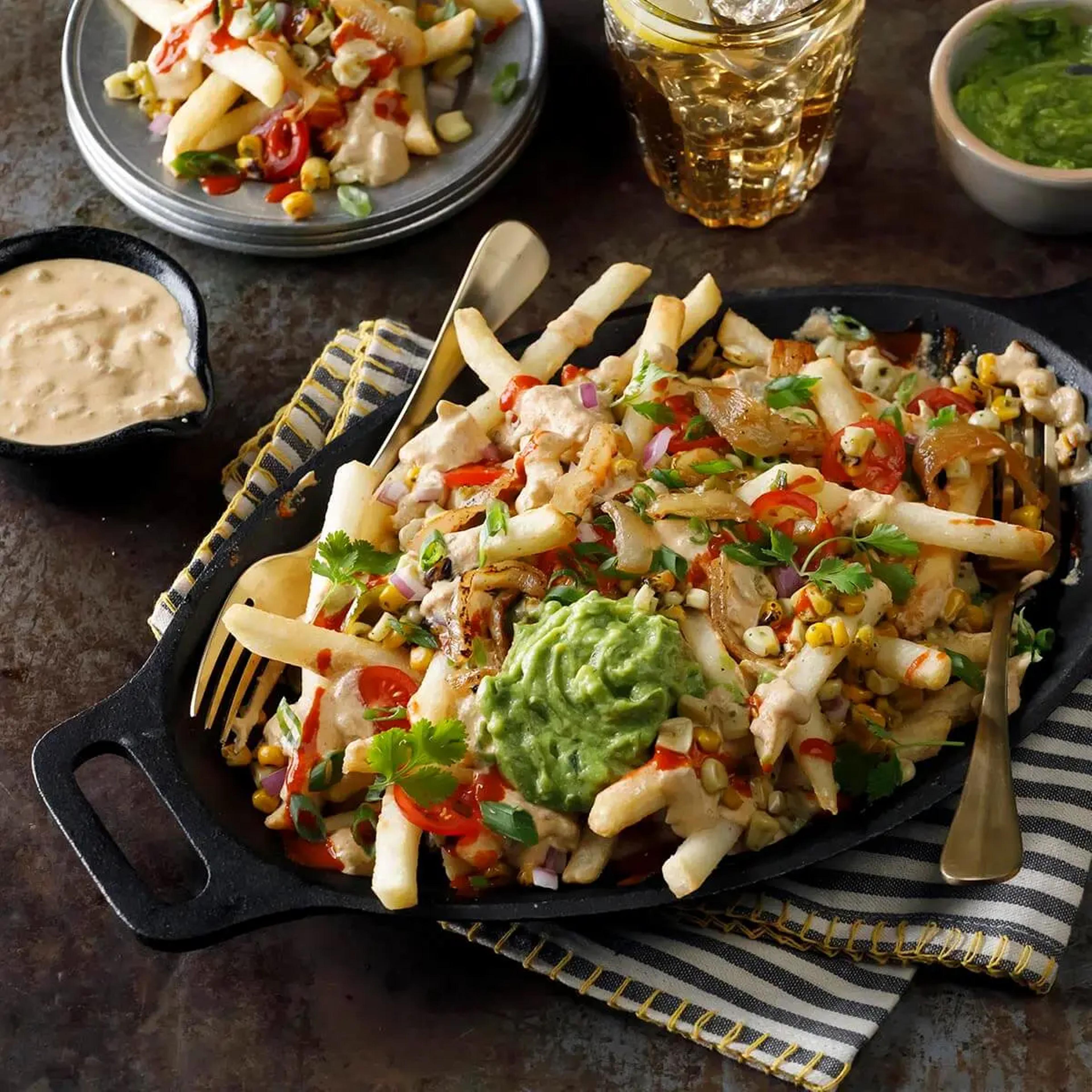 Plant-Based Loaded Fries with Cashew Nacho Cheese