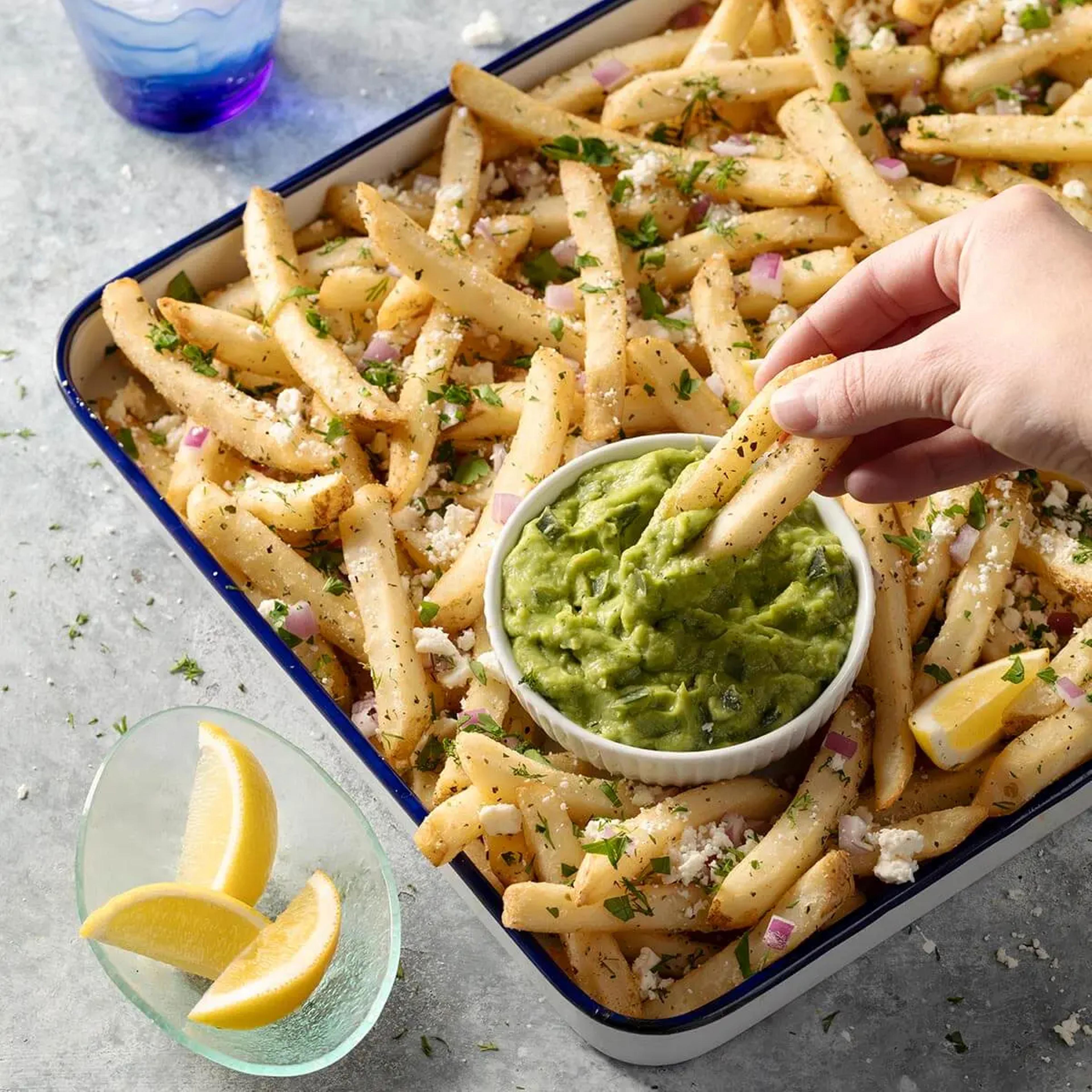 Greek Fries with Cucumber Tzatziki Avocado